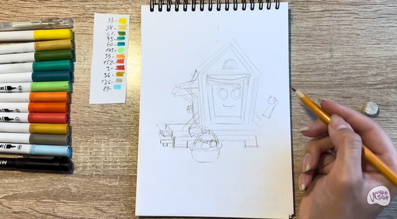 Рисуем Вася из мультфильма  "Домики"