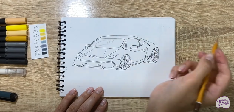 Рисуем Машина марки "Lamborghini"