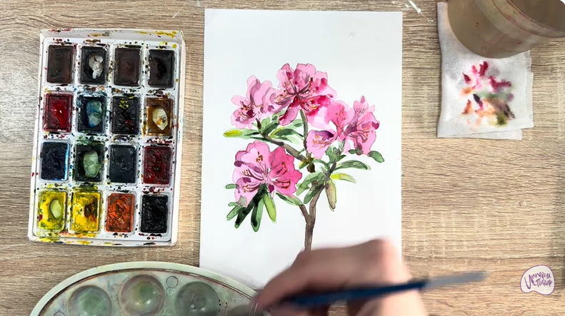 Рисуем Ветка рододендрона