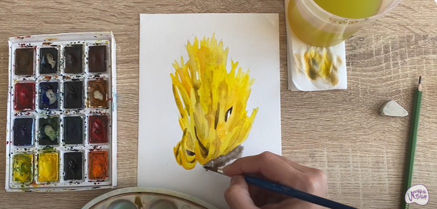 Рисуем Рогатик жёлтый