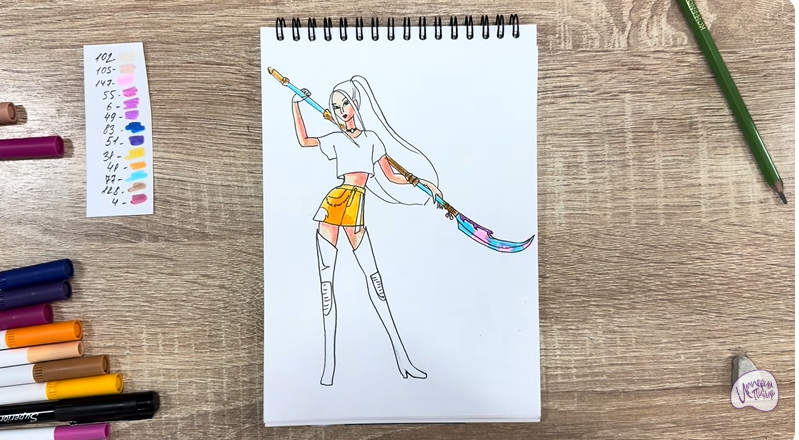 Рисуем Мира из "Кейпоп-охотницы на демонов"