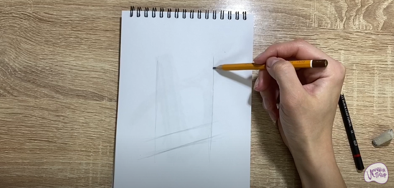 Рисуем Деревянный стеллаж