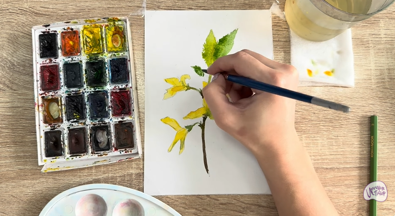 Рисуем Форзиция