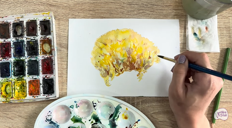 Рисуем Рамария жёлтая