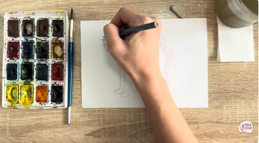 Рисуем Собака породы Эрдельтерьер