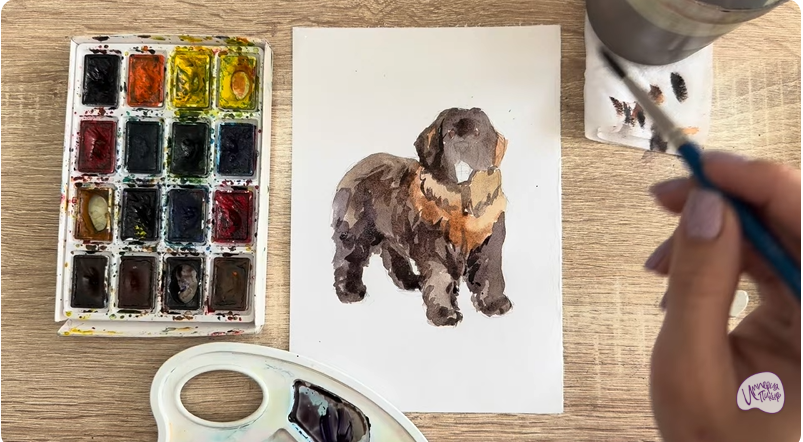 Рисуем Собака породы Ньюфаундленд