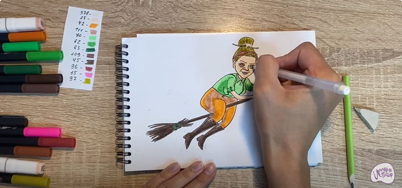 Рисуем Баба Яга из "Царевны"