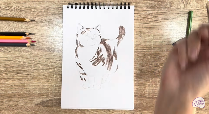 Рисуем Кошка породы "Манчкин"