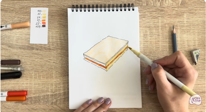 Рисуем Пирожное "Александровская полоска"