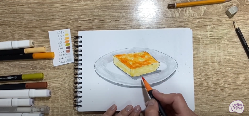 Рисуем Запеканка с изюмом