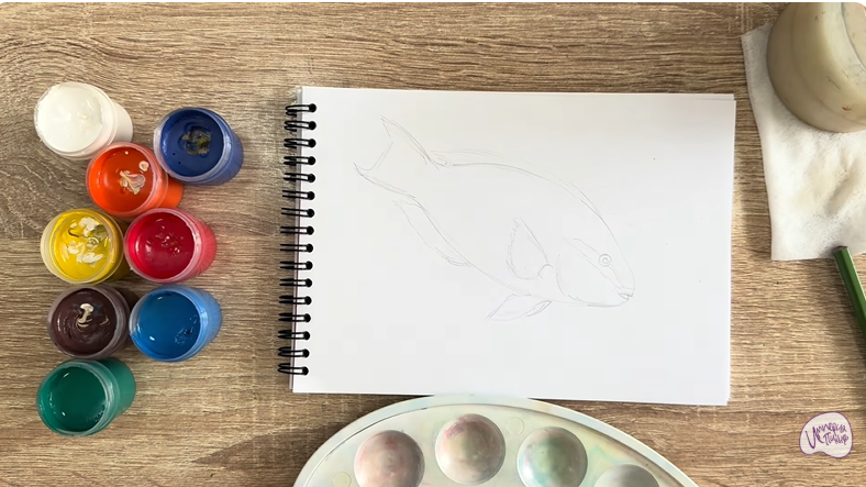 Рисуем Рыба-попугай