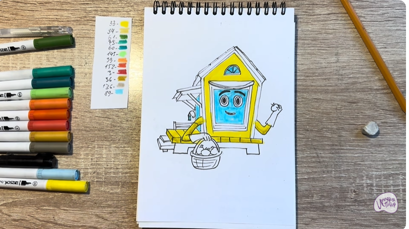Рисуем Вася из мультфильма  "Домики"