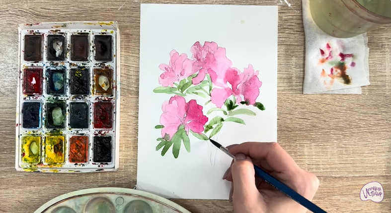 Рисуем Ветка рододендрона