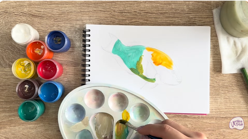 Рисуем Рыба-попугай