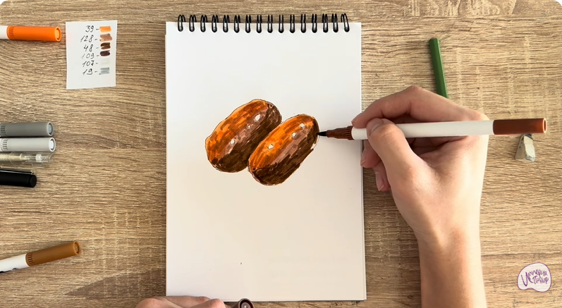 Рисуем Пирожное Картошка