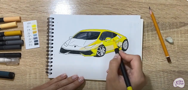 Рисуем Машина марки "Lamborghini"