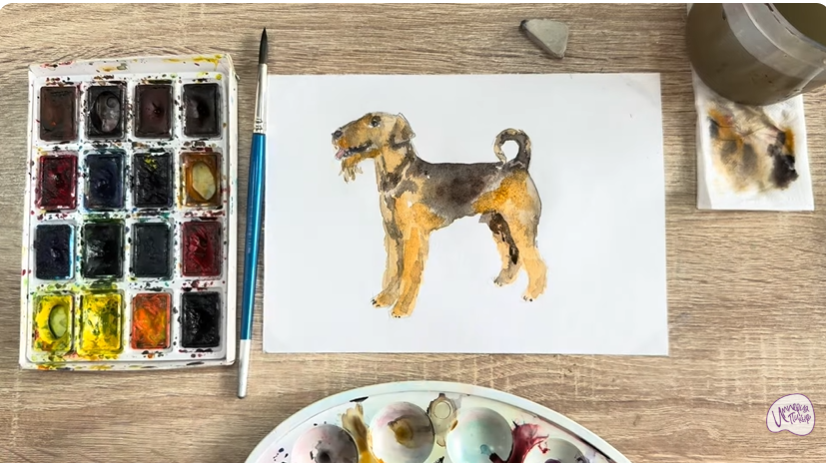 Рисуем Собака породы Эрдельтерьер