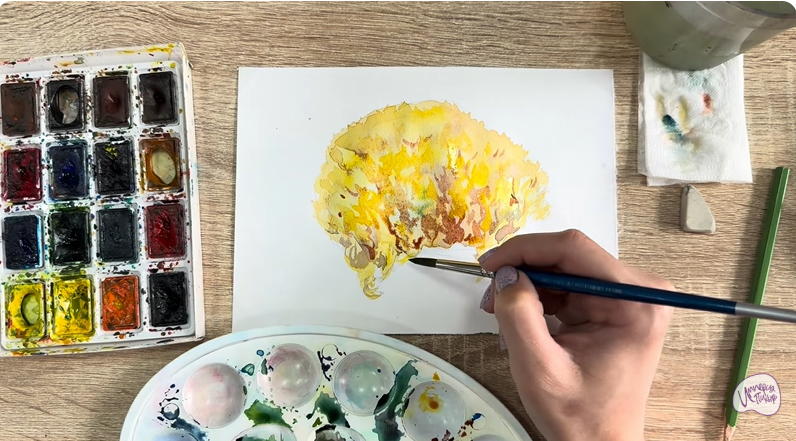 Рисуем Рамария жёлтая