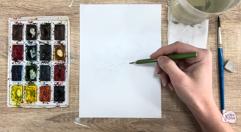 Рисуем Платицериум в горшке