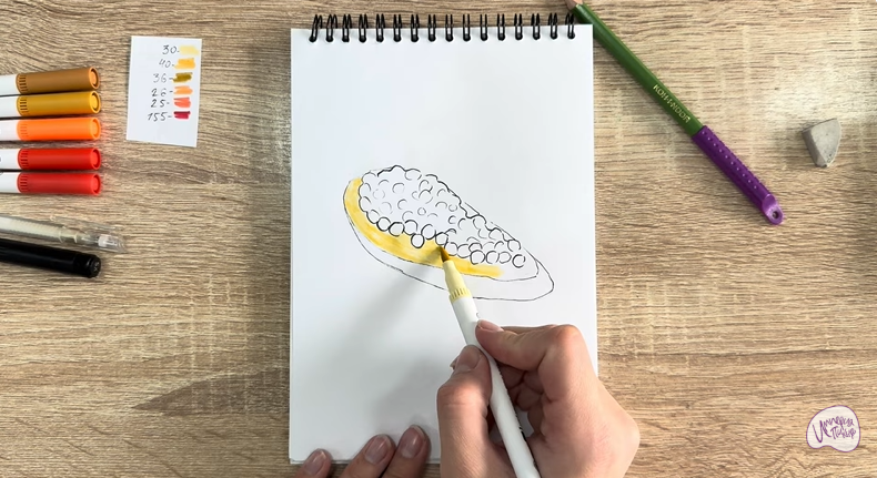 Рисуем Бутерброд с красной икрой