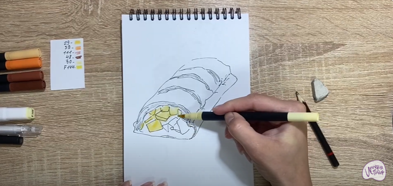 Рисуем Яблочный штрудель