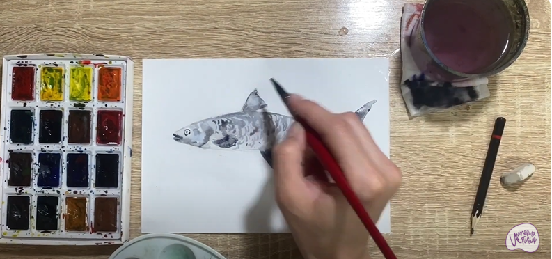 Рисуем Байкальский омуль