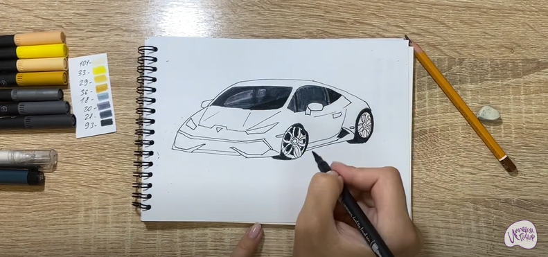 Рисуем Машина марки "Lamborghini"