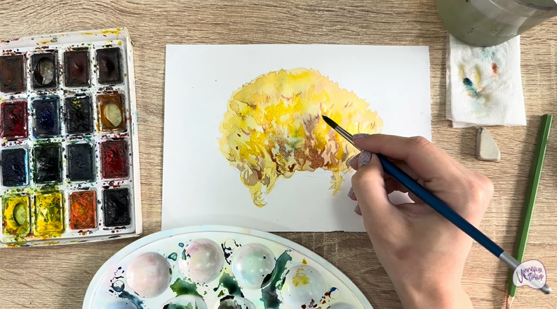 Рисуем Рамария жёлтая