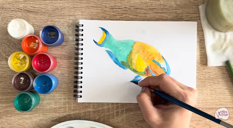 Рисуем Рыба-попугай