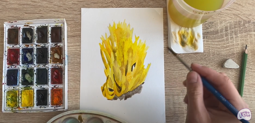 Рисуем Рогатик жёлтый