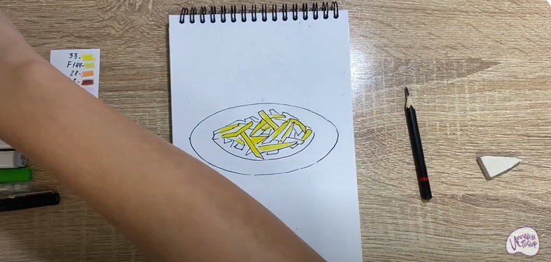Рисуем Жаренная картошка