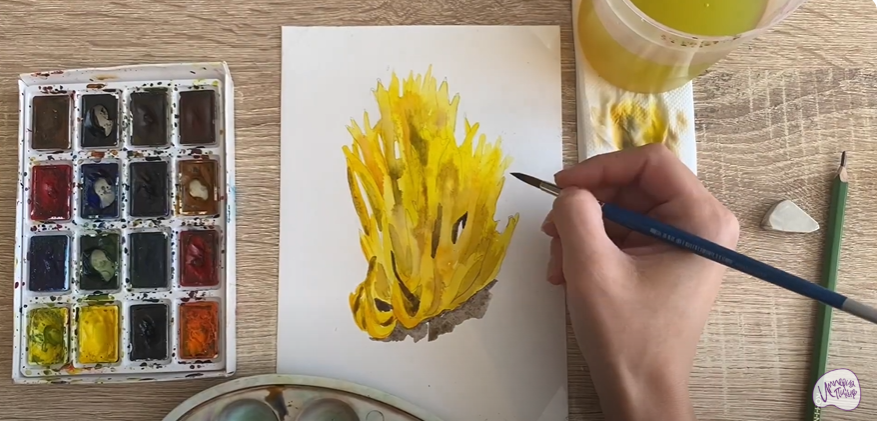 Рисуем Рогатик жёлтый