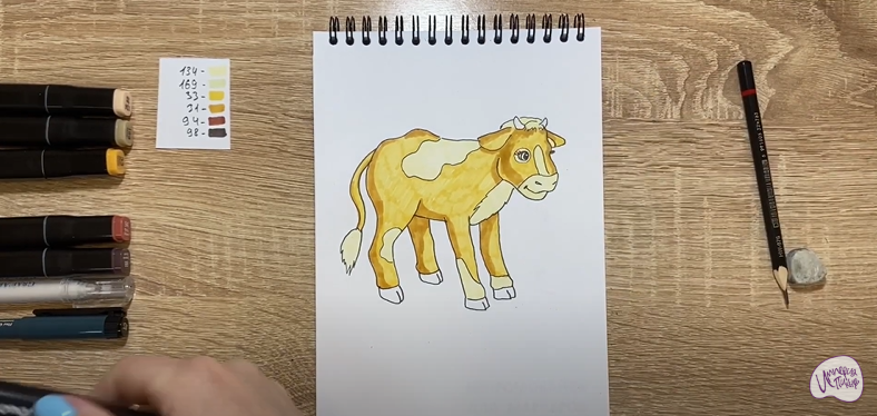 Рисуем Мультяшный телёнок