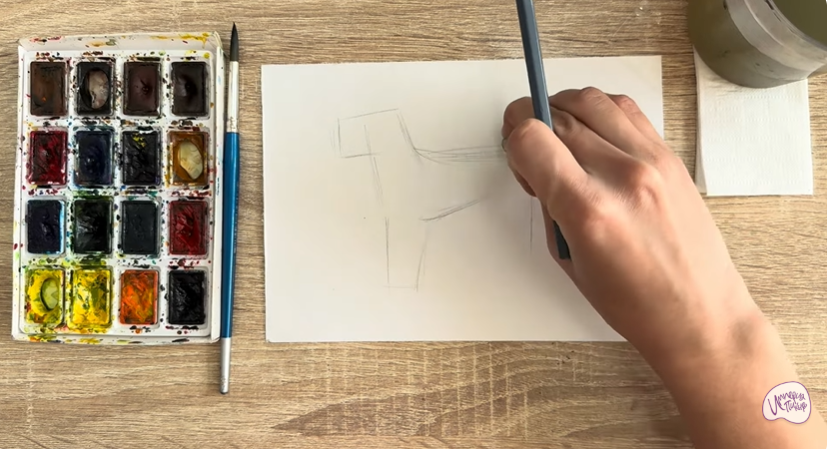 Рисуем Собака породы Эрдельтерьер