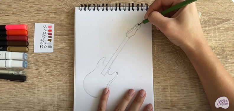 Рисуем Электрогитара