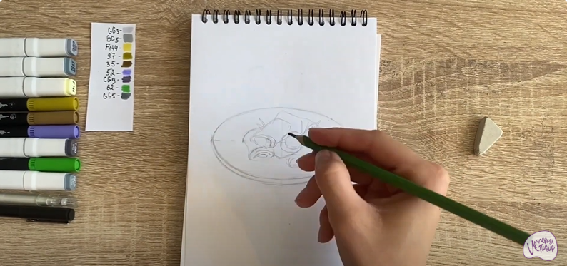 Рисуем Рулетики из баклажанов