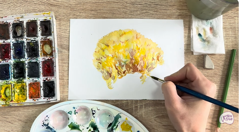 Рисуем Рамария жёлтая