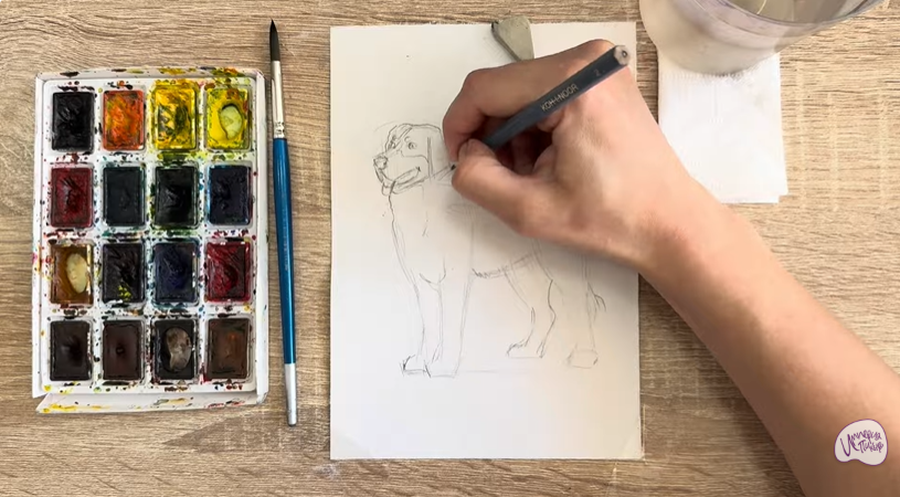 Рисуем Собака породы Бернский зенненхунд