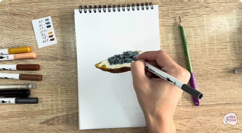 Рисуем Бутерброд с черной икрой