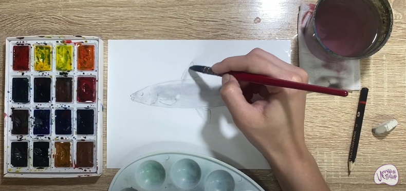 Рисуем Байкальский омуль
