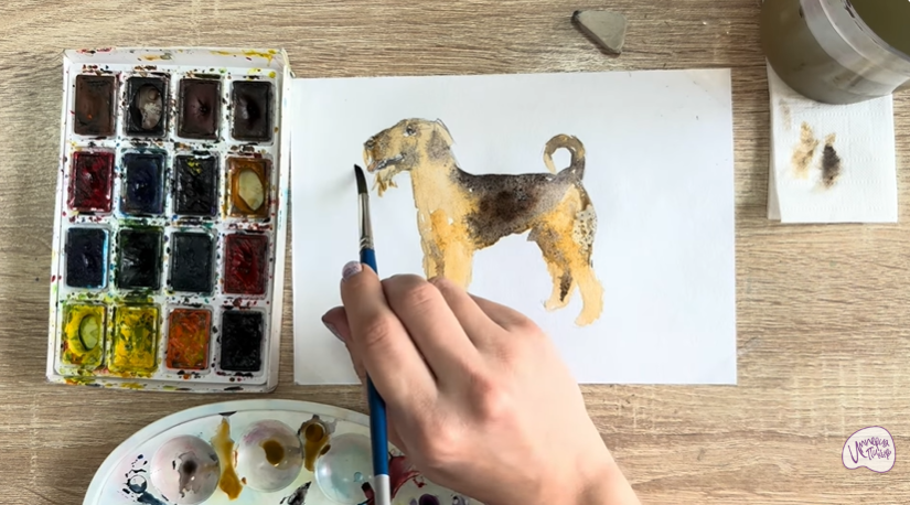 Рисуем Собака породы Эрдельтерьер