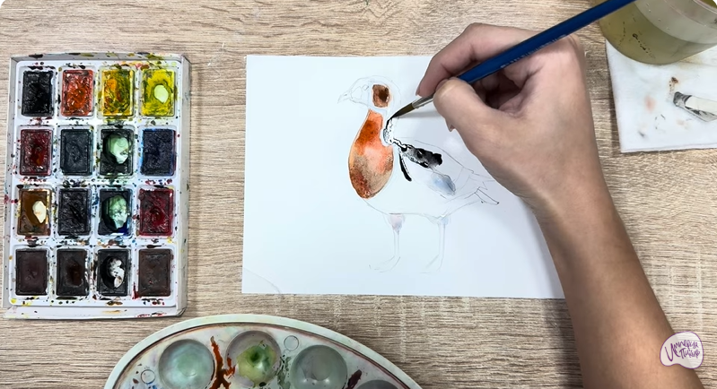 Рисуем Краснозобая казарка