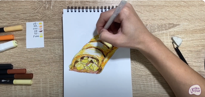 Рисуем Яблочный штрудель