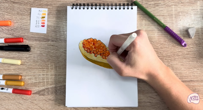 Рисуем Бутерброд с красной икрой