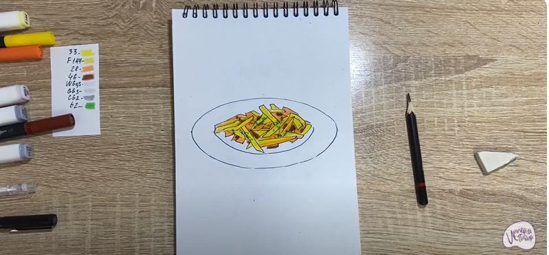 Рисуем Жаренная картошка