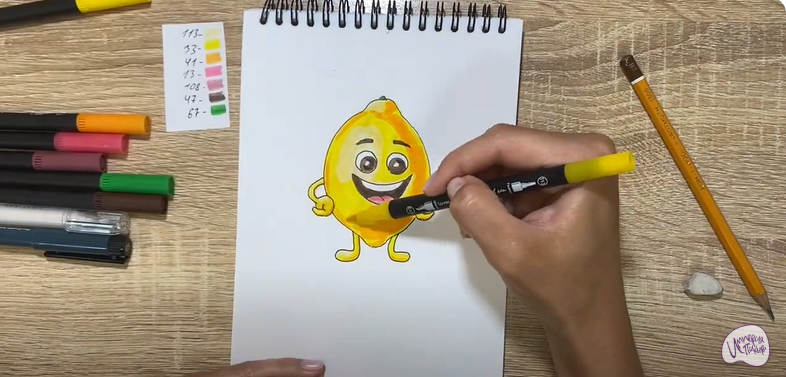 Рисуем Мультяшный лимон