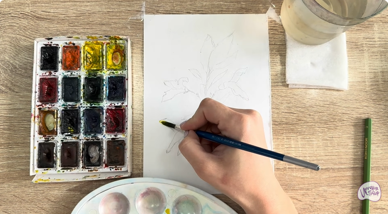 Рисуем Форзиция