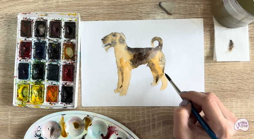 Рисуем Собака породы Эрдельтерьер