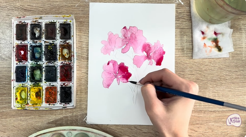 Рисуем Ветка рододендрона