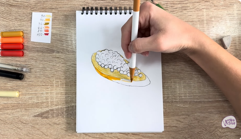 Рисуем Бутерброд с красной икрой